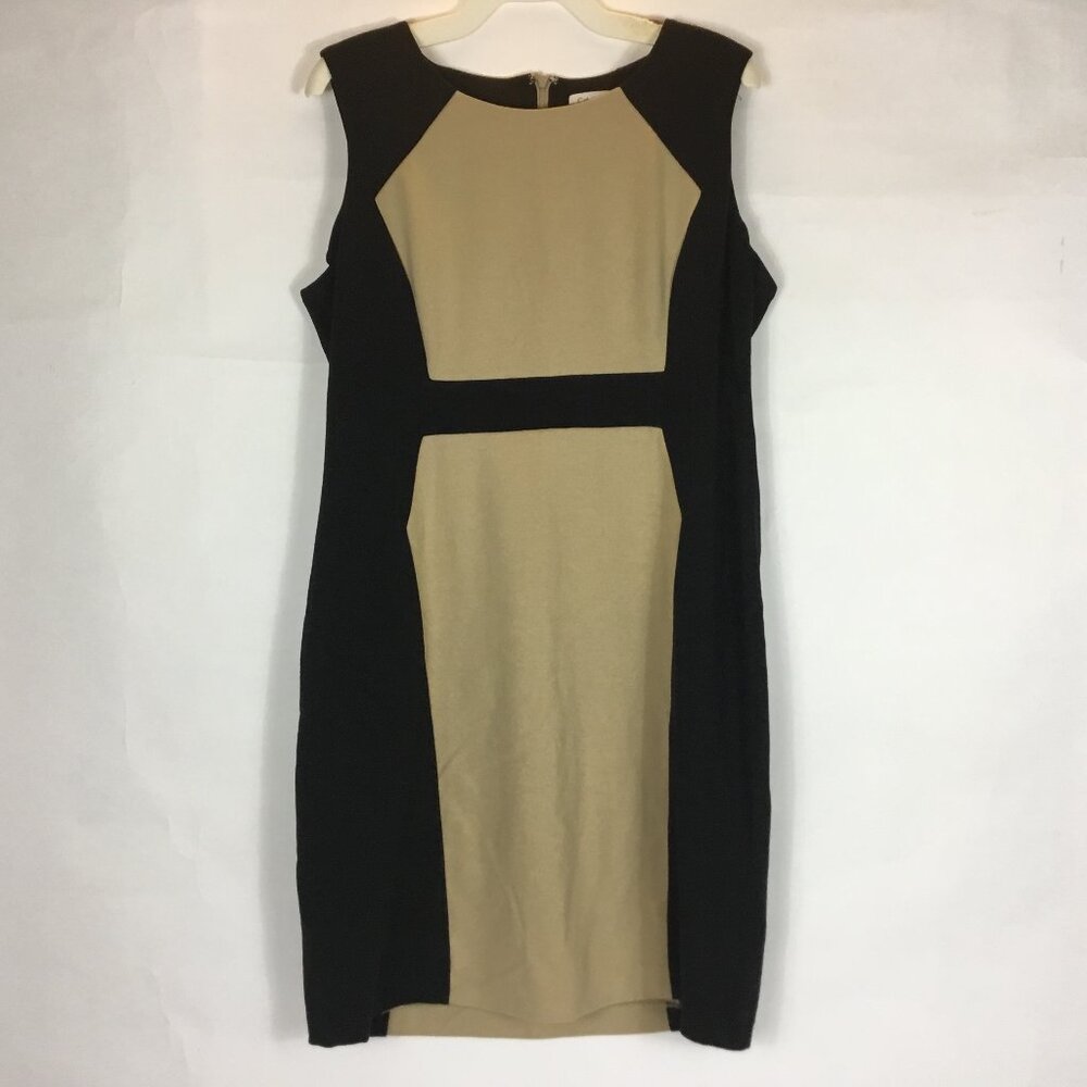 Calvin Klein, Tan & Blk Sleeveless Dress
